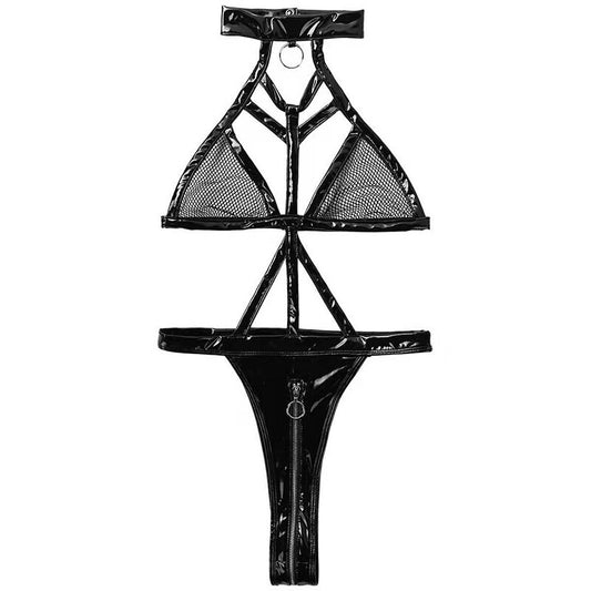 Women Sexy Lace Lingerie Set Nightwear Thong Babydoll Underwear Zip Bodysuit UK