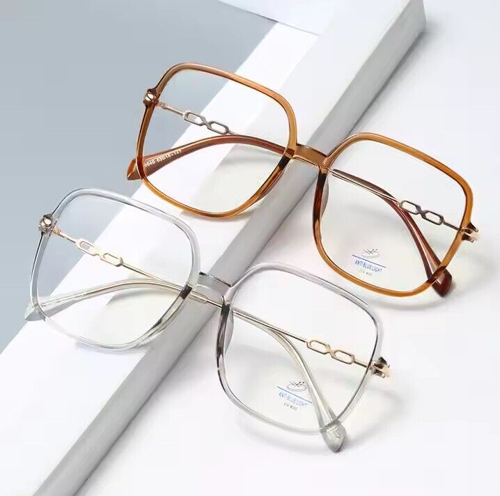 Vintage Oversized Square Eyeglasses - Retro Bold Frame Fashion Eyewear Unisex