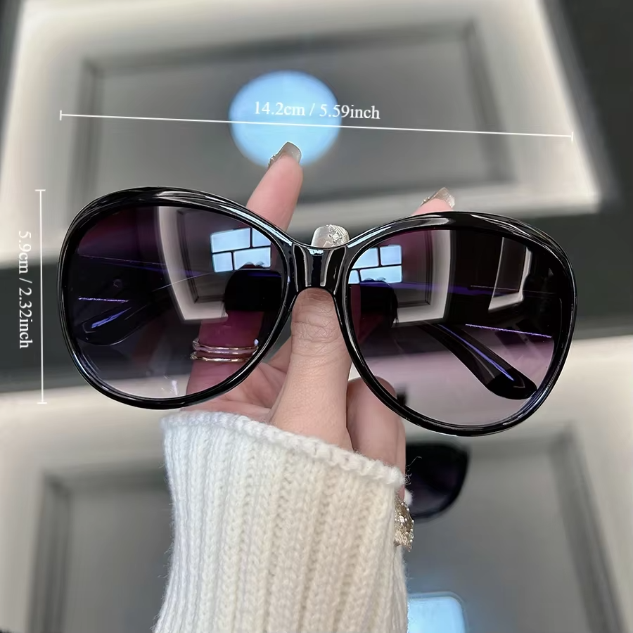 Women's Oversized Round Black Sunglasses Luxury Designer Style UV400 Fashion UK