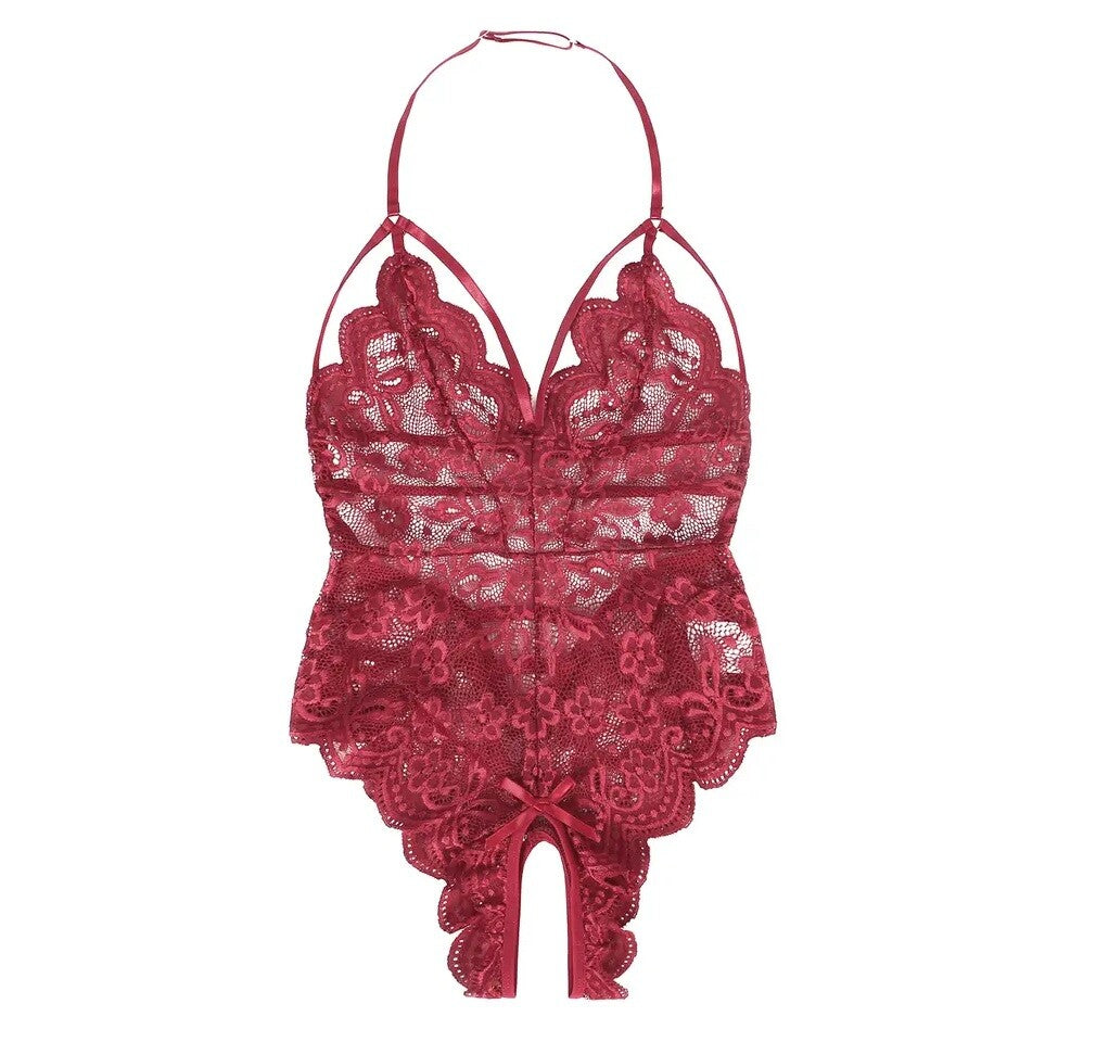 Womens Lace Bodys Lingerie Crotchless Babydoll Bodysuit Nightwear Underwear