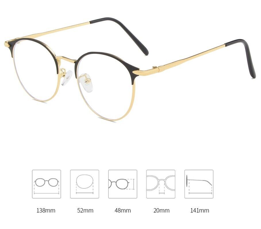 Unisex Round Metal Frame Clear lens Retro Geek Glasses