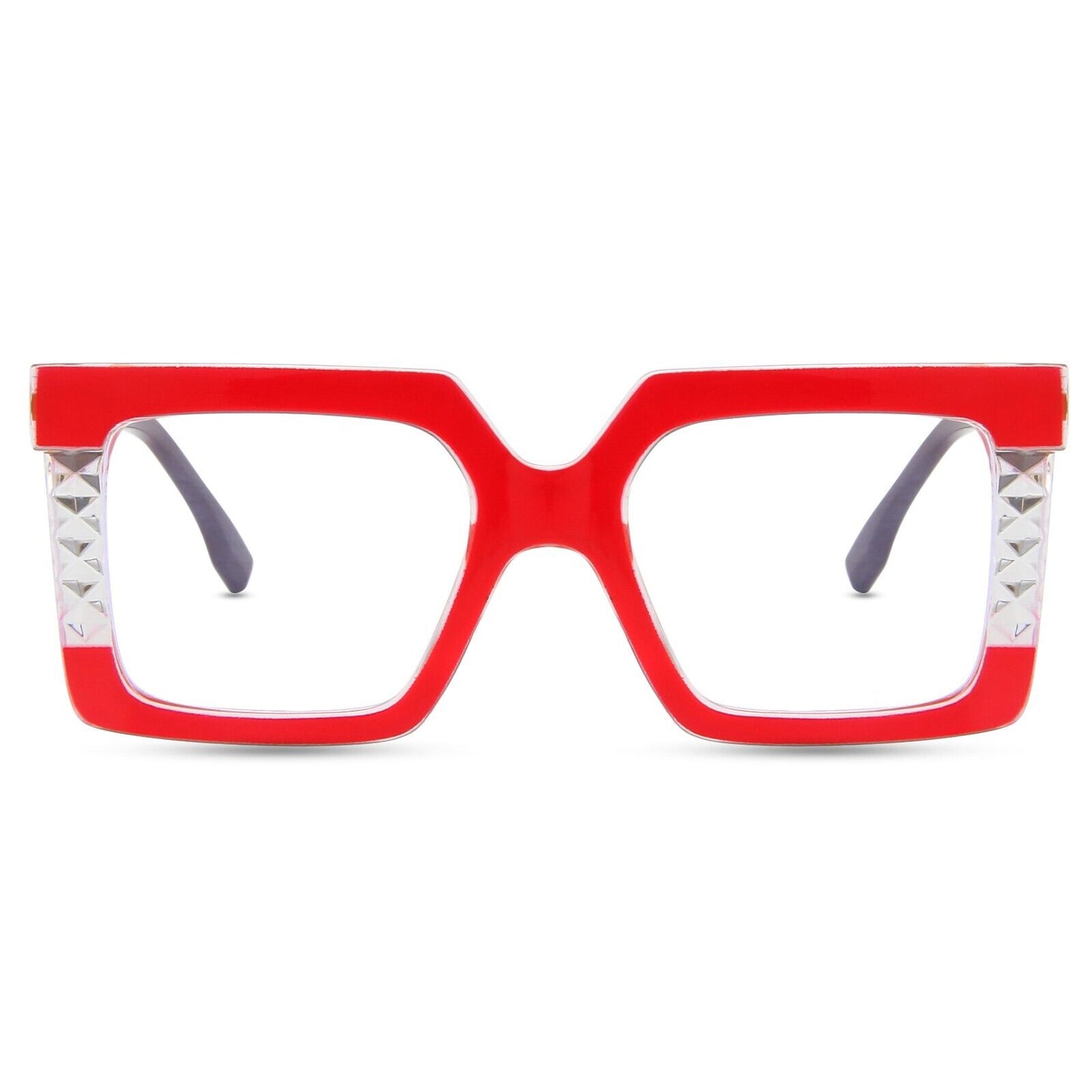 Womens Large Oversized Metal Frame Clear Lens Glasses Retro 80s Fashion