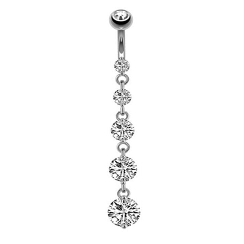UK Belly Button Bars Body Piercing Ring Drop Dangly Reverse Silver Navel Bar