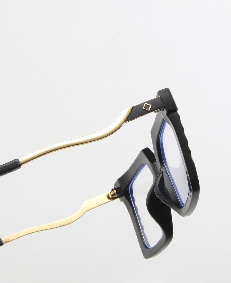 Womens Large Oversized Metal Frame Clear Lens Glasses Retro 80s Fashion