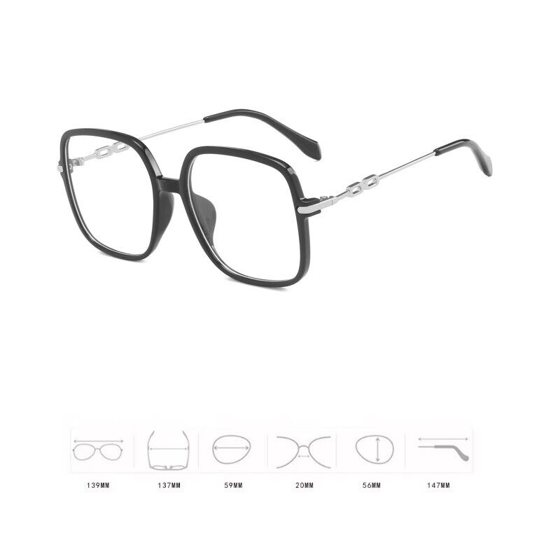 Vintage Oversized Square Eyeglasses - Retro Bold Frame Fashion Eyewear Unisex