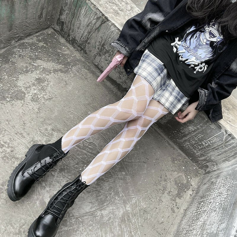 Women Hollow Out Stockings Mesh Tights Fishnet Thigh High Pantyhose Sexy Socks