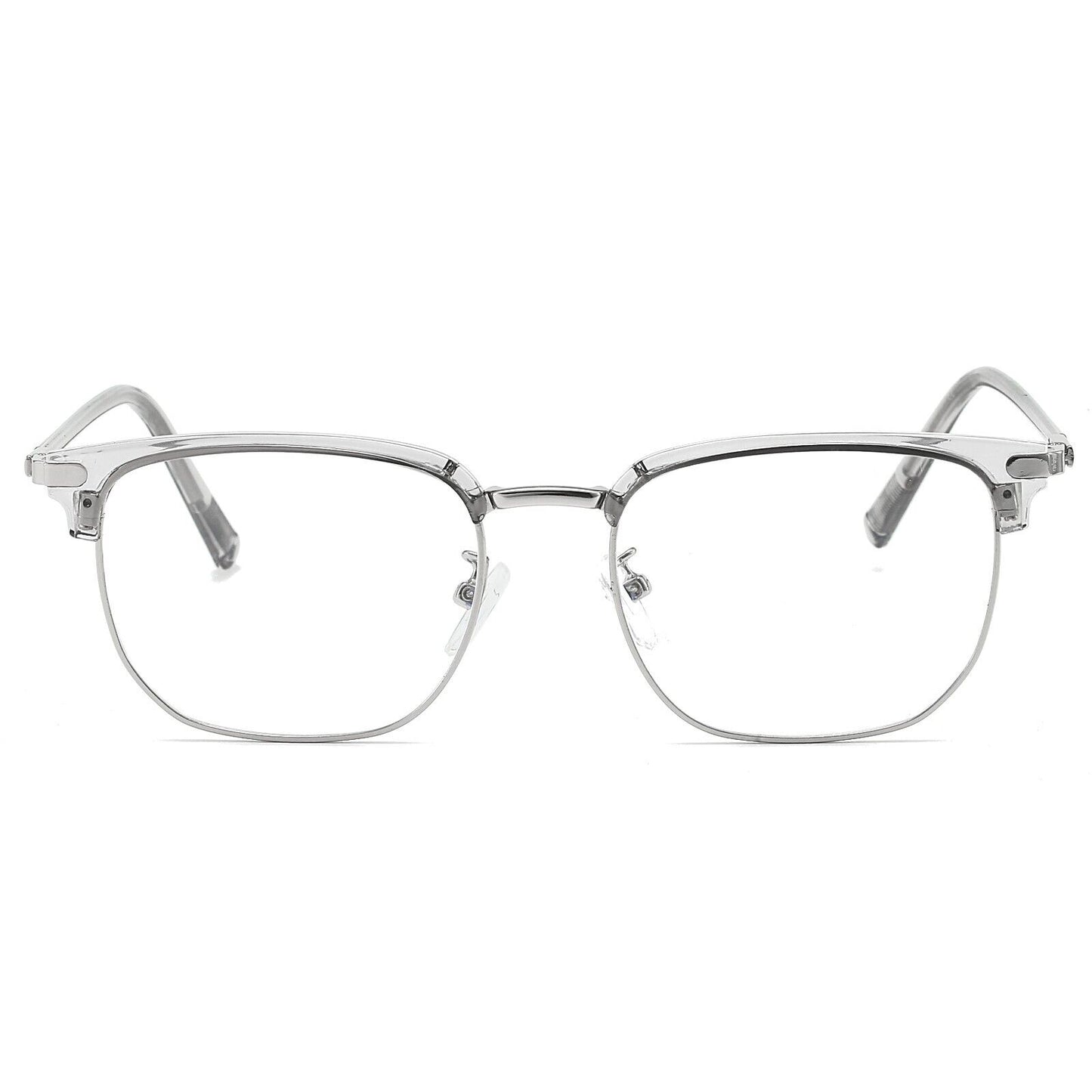 Square Anti Blue Light Half Rim Glasses - Stylish Metal Frame Eyewear Unisex