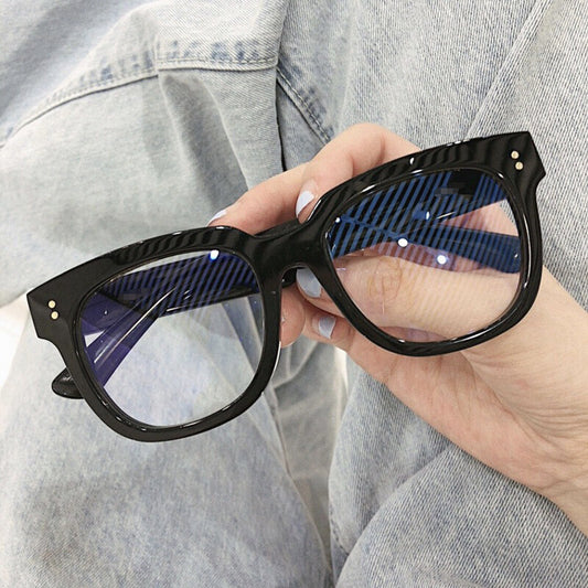 Retro Clear Lens Glasses Square Eyewear Unisex Mens/Womens Black/Amber/Clear