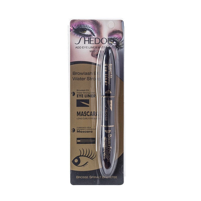 2 in 1 Mascara Eyeliner Waterproof 4D Silk Eyelash Extreme Volume Double Effect