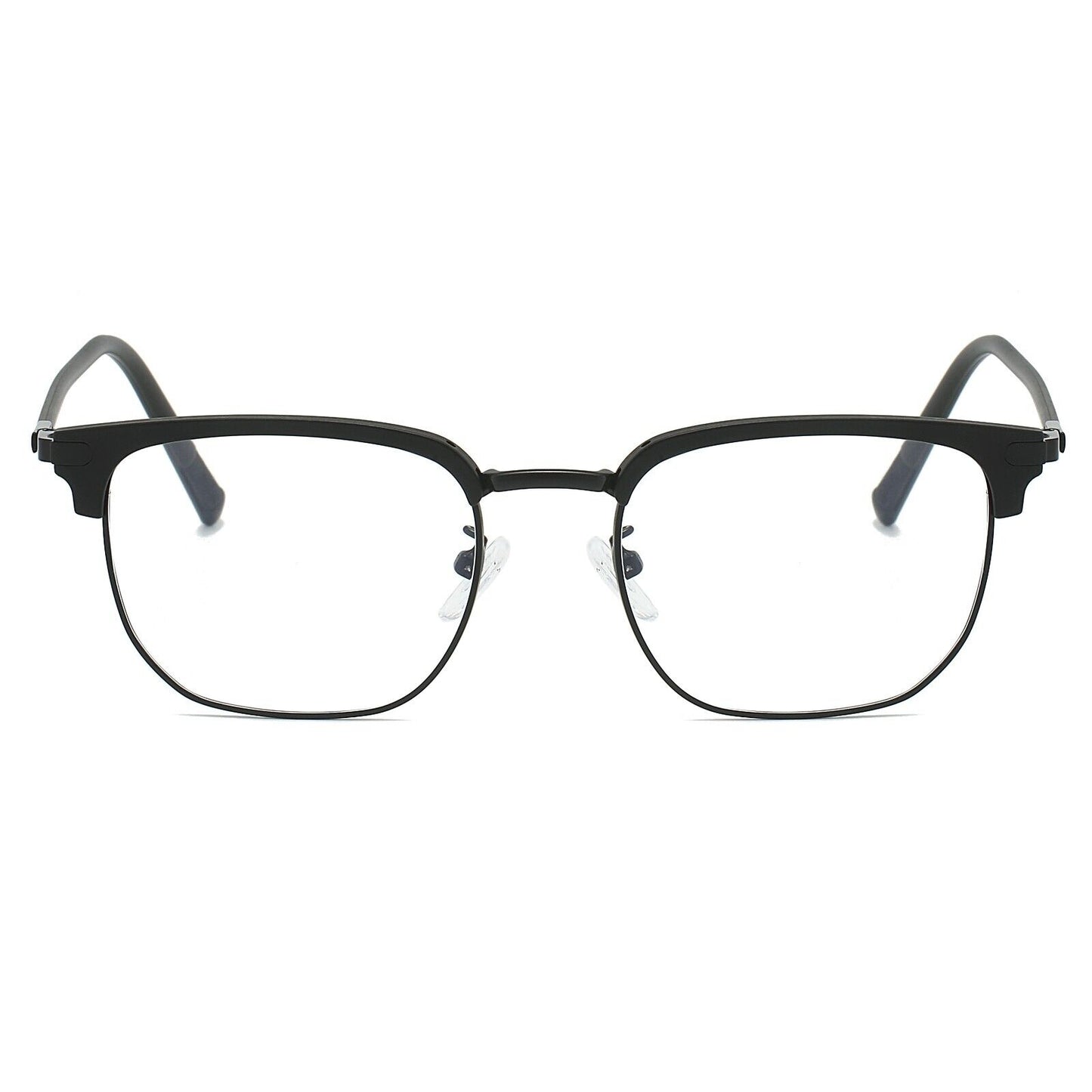 Square Anti Blue Light Half Rim Glasses - Stylish Metal Frame Eyewear Unisex