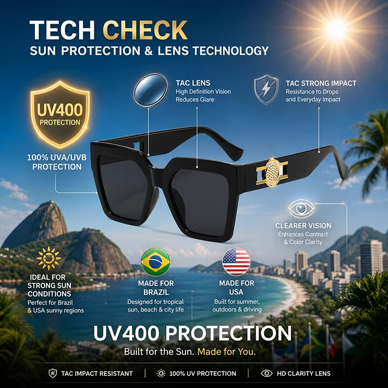 Women's Oversized Square Sunglasses Black UV400 Luxury Gold Temple Fashion Shade