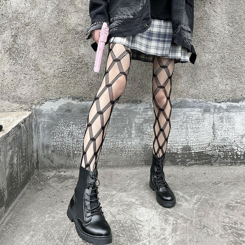 Women Hollow Out Stockings Mesh Tights Fishnet Thigh High Pantyhose Sexy Socks