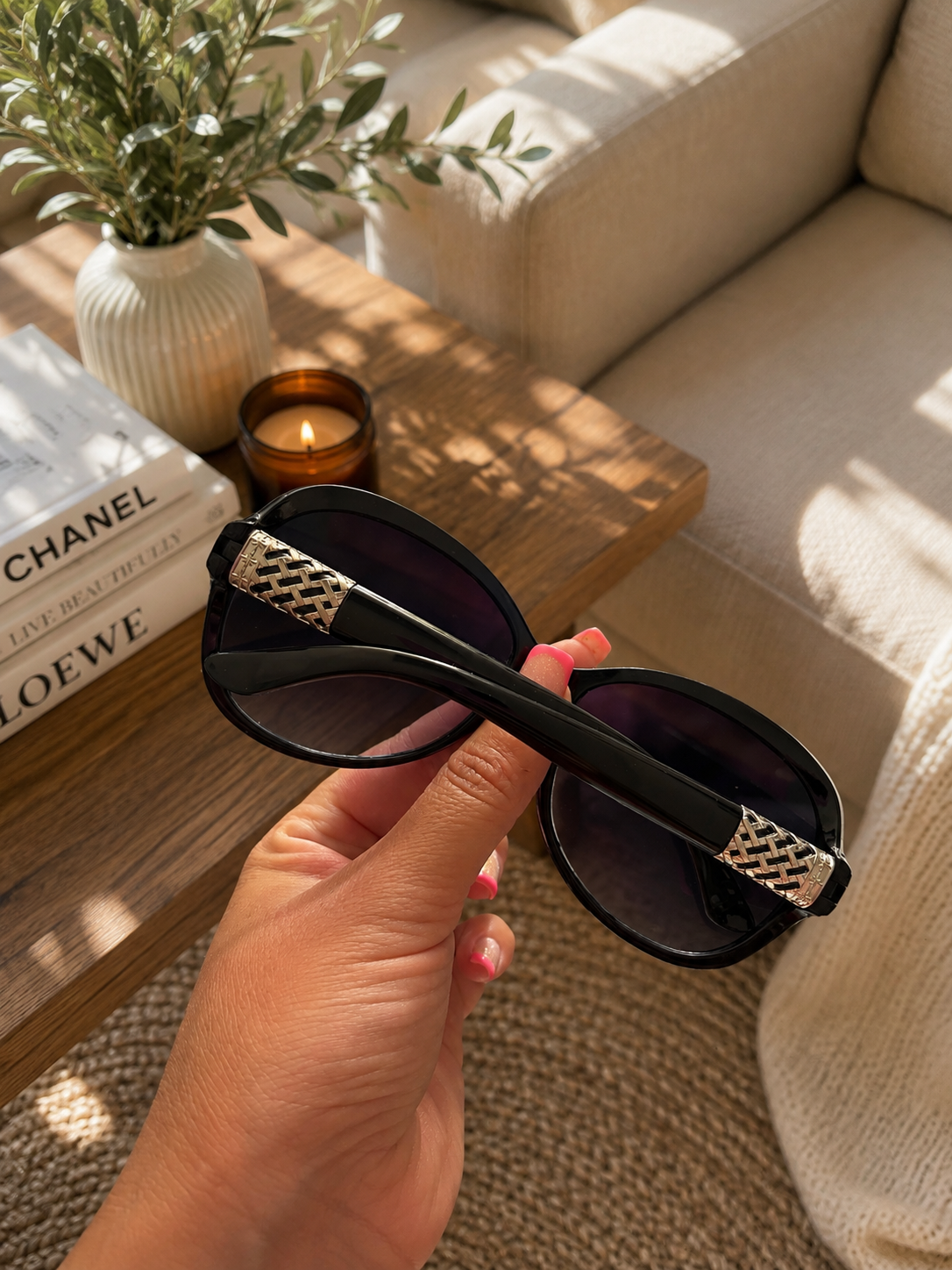 Women's Oversized Round Black Sunglasses Luxury Designer Style UV400 Fashion UK