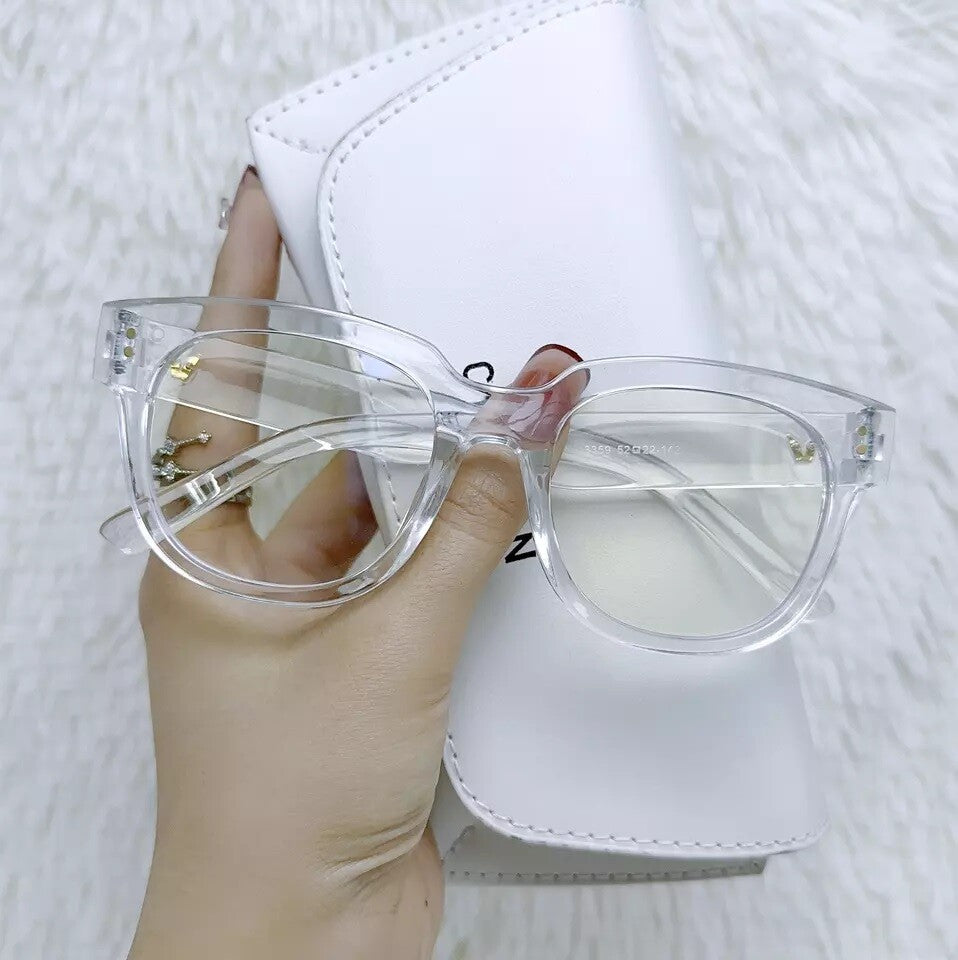 Retro Clear Lens Glasses Square Eyewear Unisex Mens/Womens Black/Amber/Clear