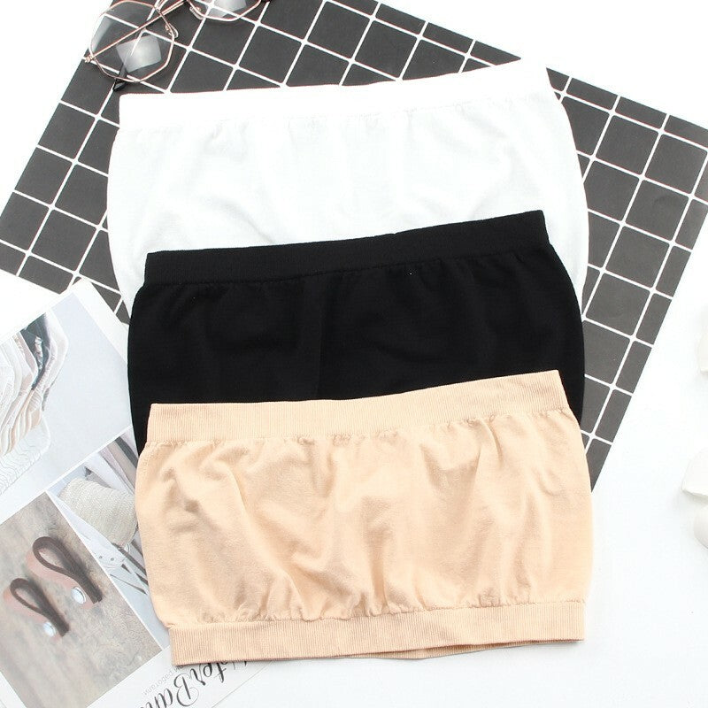 Ladies Plain Printed Boob Tube Strapless Bandeau Elastic Stretch Bra Crop Top