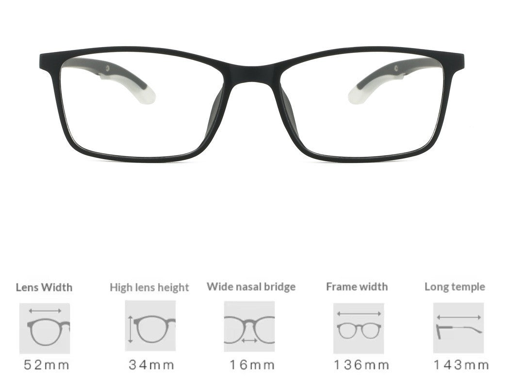Blue Light Blocking Glasses Rectangle Black Lightweight Computer Glasses TR90