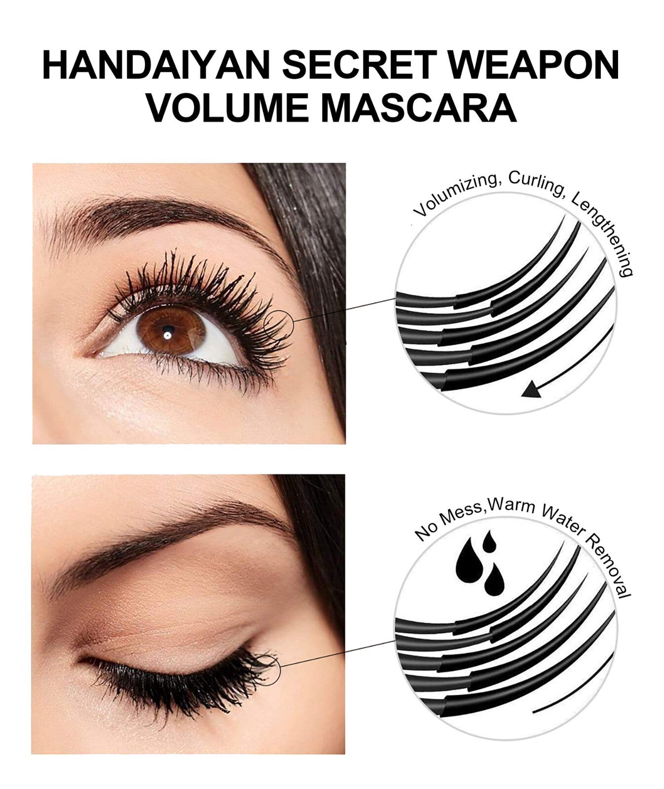 HANDAIYAN Curling Black Mascara Long Lasting Butterfly Brush Luxury Eye Makeup
