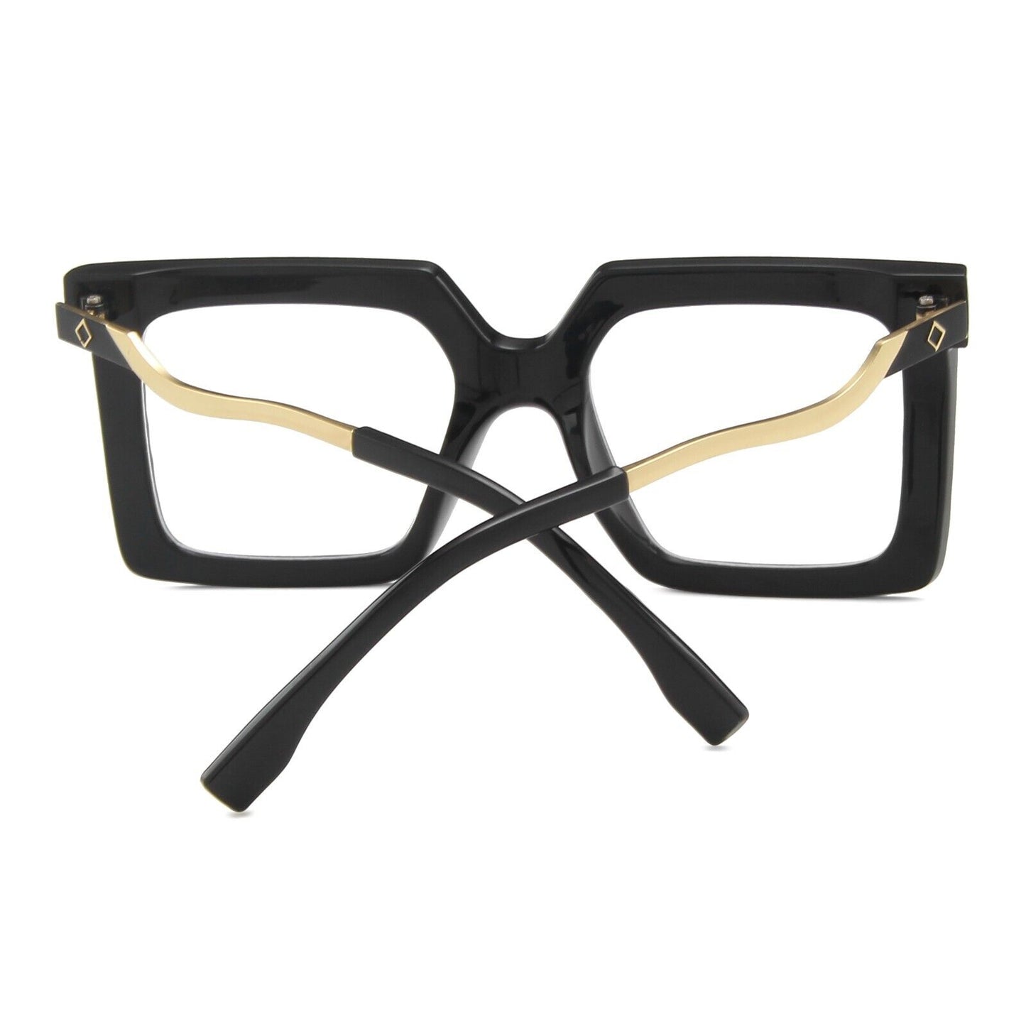 Womens Large Oversized Metal Frame Clear Lens Glasses Retro 80s Fashion