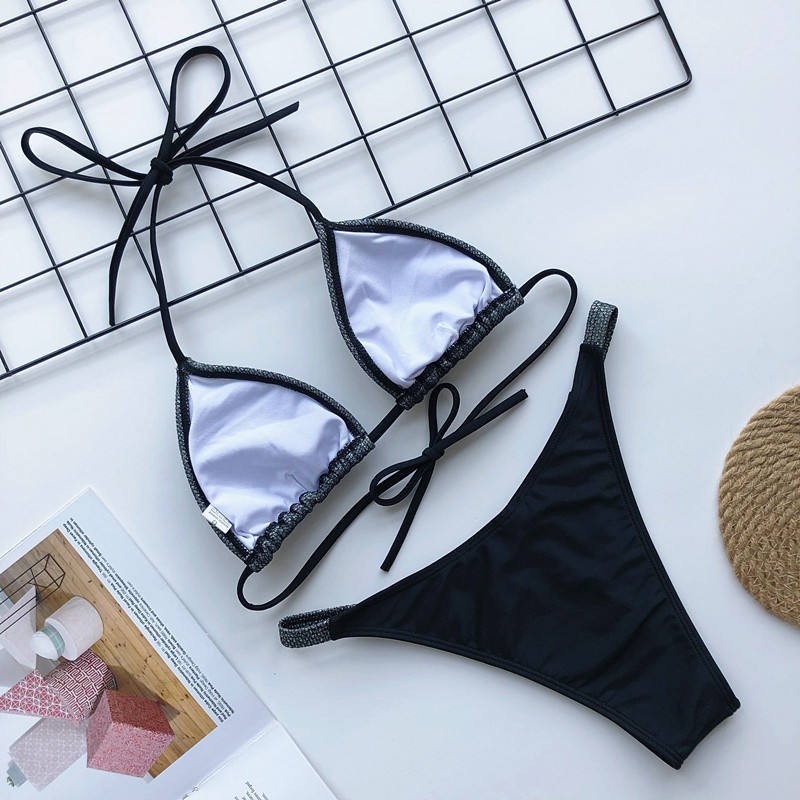 Sexy Shiny Bikini Set Women’s Sparkly Swimwear Metallic Beachwear