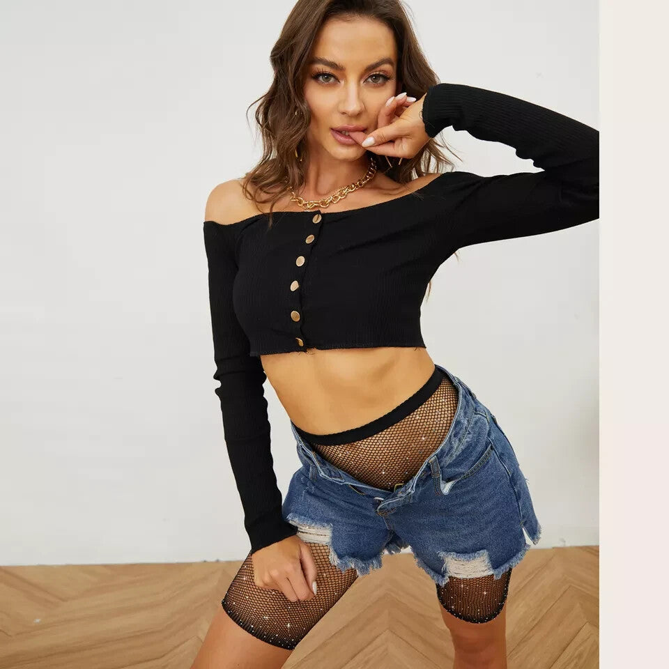 NEW WOMENS LADIES FISHNET NET NETTED SHORTS CYCLING HOT PANTS CELEB STRETCH SIZE