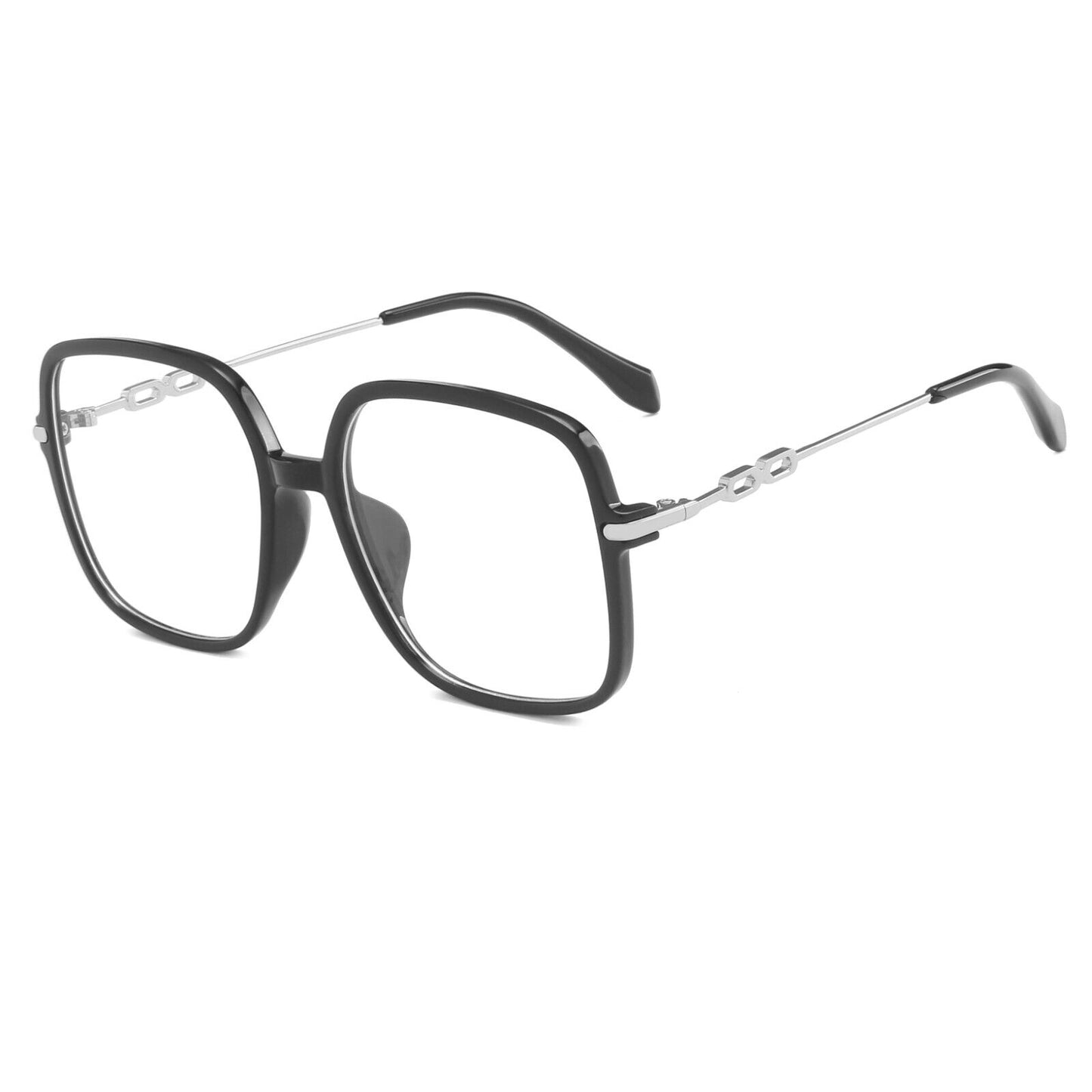 Vintage Oversized Square Eyeglasses - Retro Bold Frame Fashion Eyewear Unisex