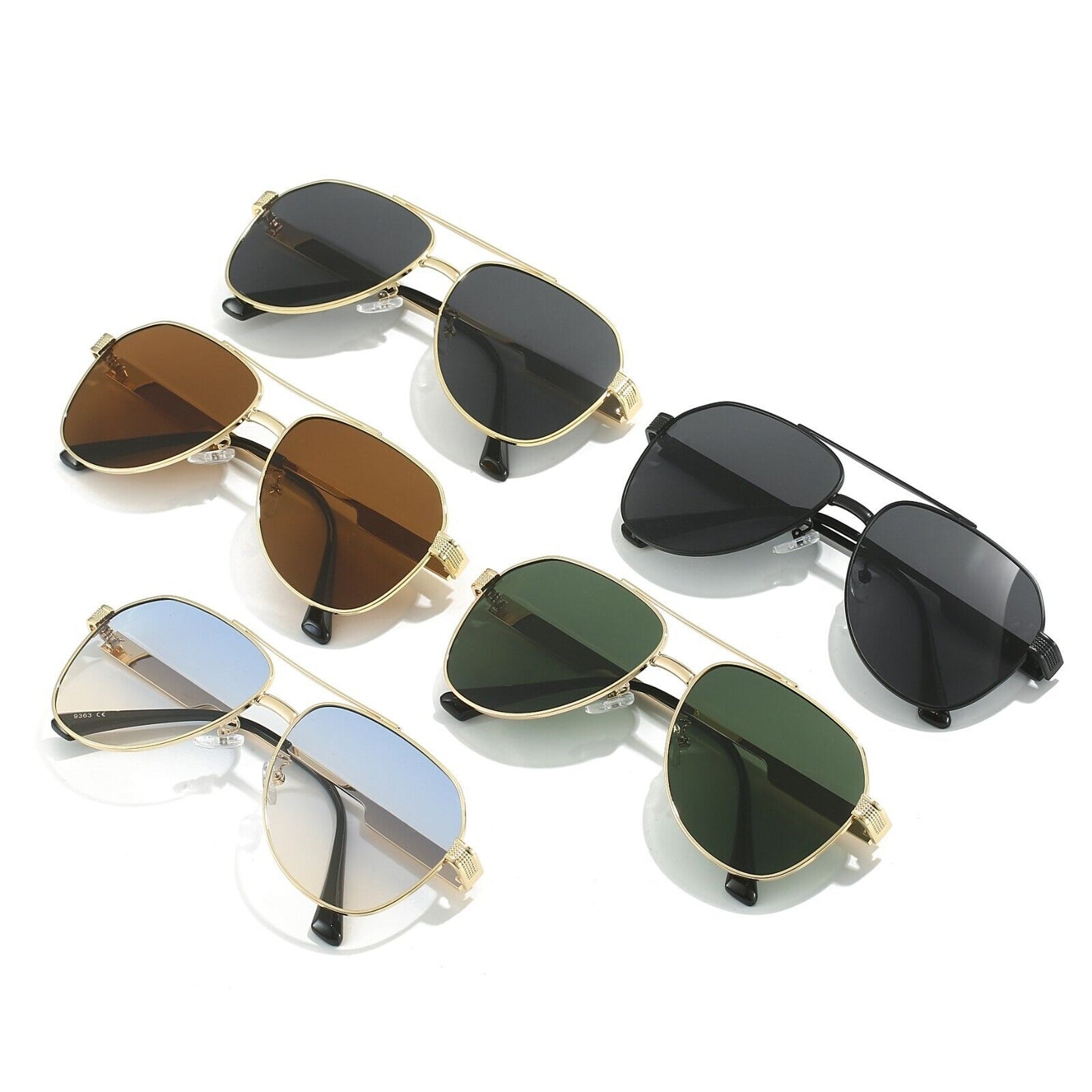 Classic Women' Men' Metal Frame Double Beam Shades Anti-UV400 Sunglasses