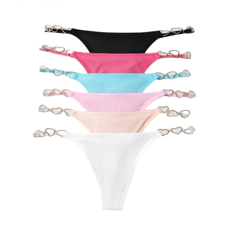Women’s Black Thong Heart Chain Side Strap Lingerie