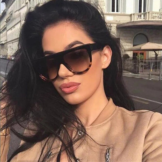 Oversized Black Womens Ladies Sunglasses Flat Top Shield Luxury Shadow