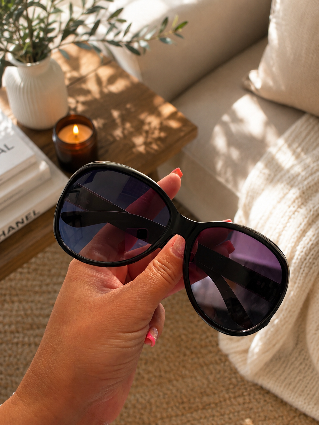 Women's Oversized Round Black Sunglasses Luxury Designer Style UV400 Fashion UK