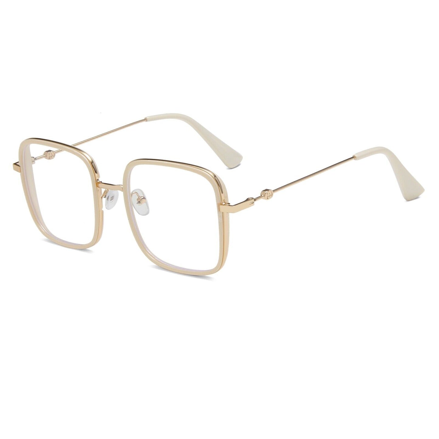Oversized Square Metal Frame Eyeglasses - Retro Fashion Eyewear for Men & Women