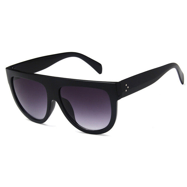 Oversized Black Womens Ladies Sunglasses Flat Top Shield Luxury Shadow
