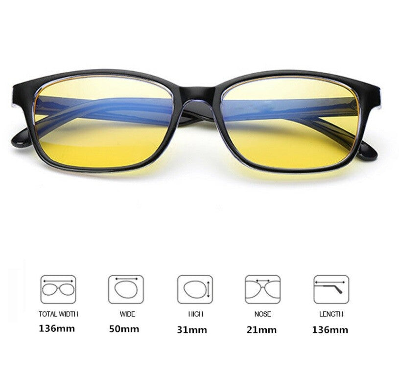 Gaming Glasses New Anti Fatigue Glare Yellow Lens PC Gamers Blue Light Block HD
