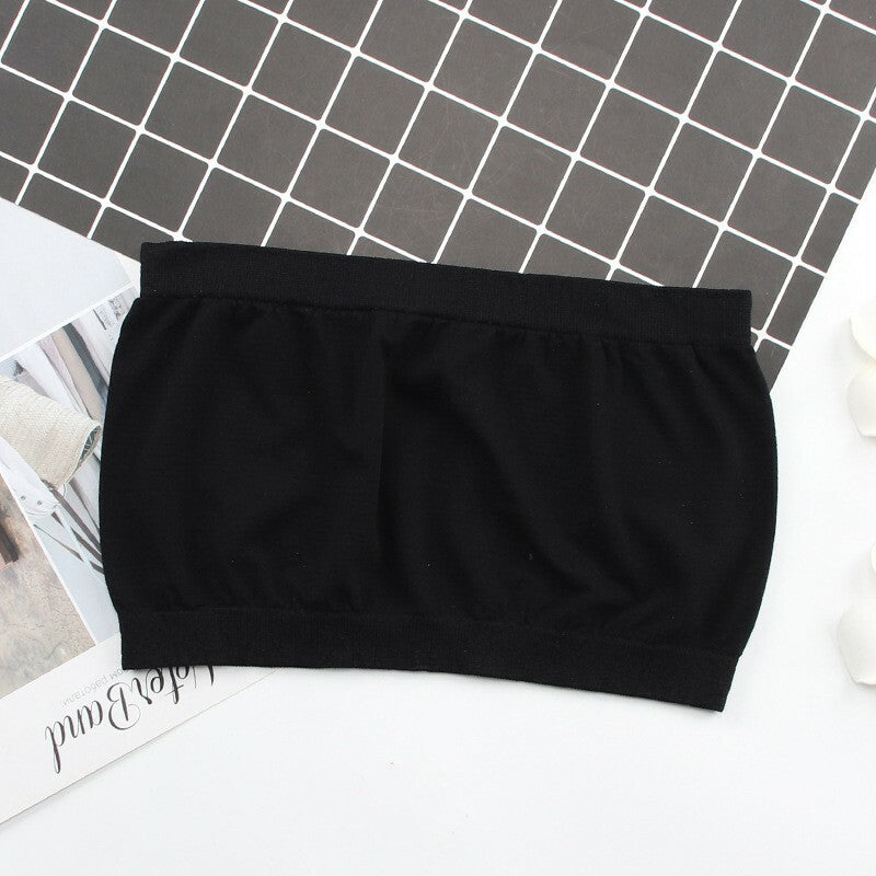 Ladies Plain Printed Boob Tube Strapless Bandeau Elastic Stretch Bra Crop Top