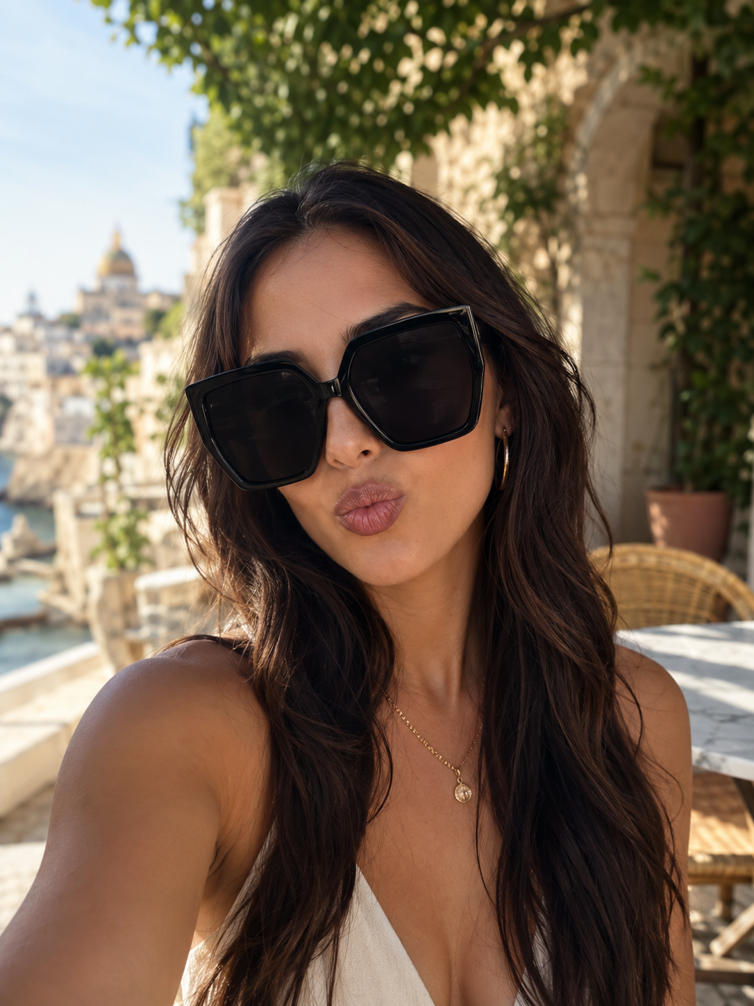 Women's Oversized Square Sunglasses Black UV400 Fashion Designer Style Shades