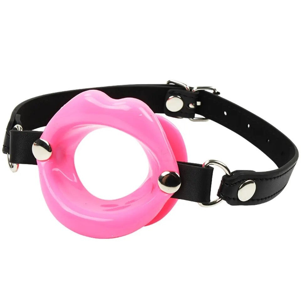 Open Mouth Gag Lips Silicone Sissy Bimbo Lip with Strap O-Ring Ball Restraints