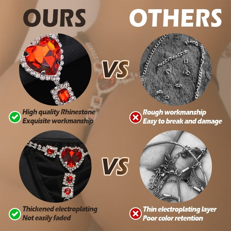 Women’s Crystal Heart G-String Thong – Sexy Lingerie Nightclub Underwear