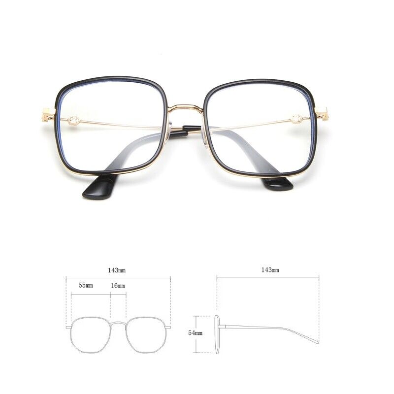 Oversized Square Metal Frame Eyeglasses - Retro Fashion Eyewear for Men & Women