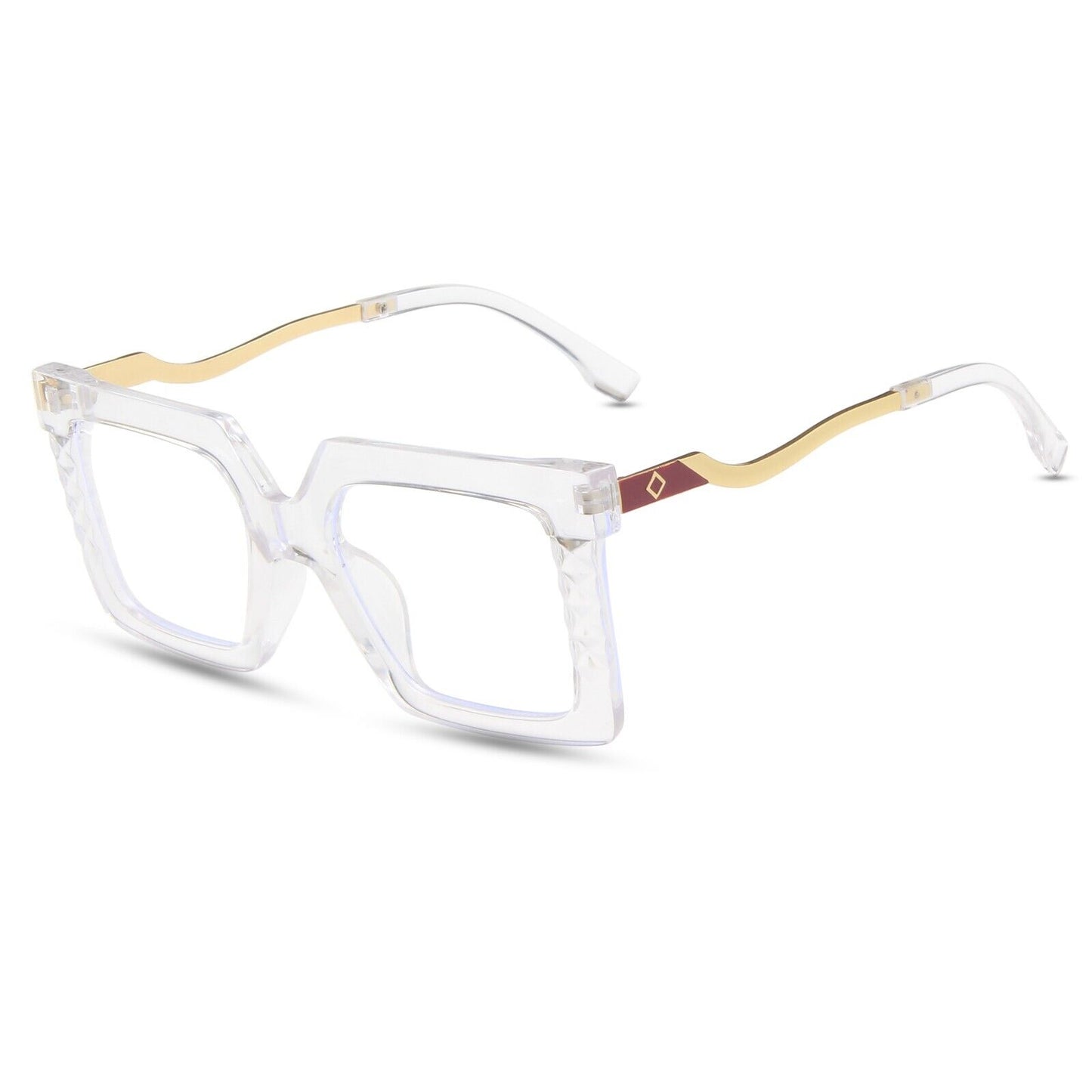Womens Large Oversized Metal Frame Clear Lens Glasses Retro 80s Fashion