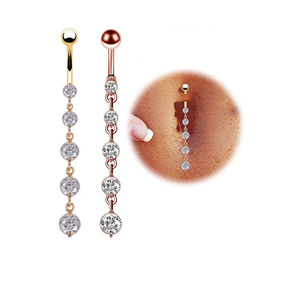 UK Belly Button Bars Body Piercing Ring Drop Dangly Reverse Silver Navel Bar