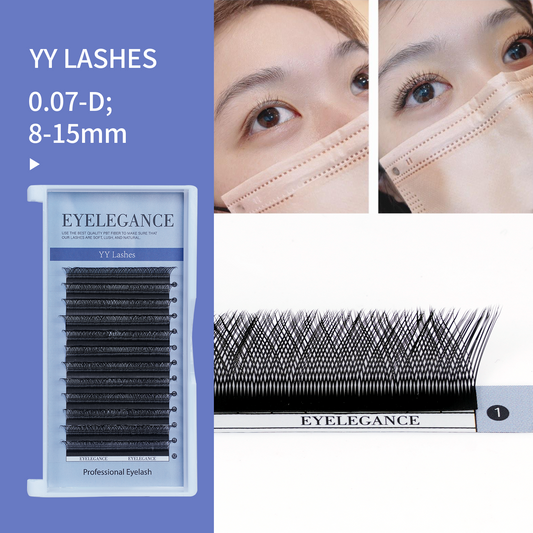 YY Lashes 0.07mm C D Curl Eyelash Extensions Y-Shape Pre Made 2D Russian Volume