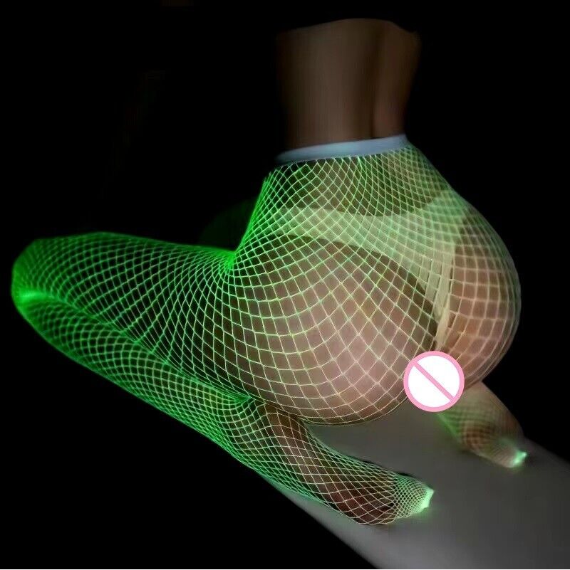 Sexy Women Luminous Fishnet Stockings High Waist Mesh Tights Glow In The Dark UK