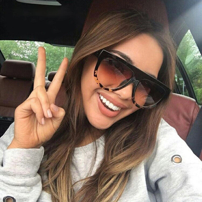 Oversized Black Womens Ladies Sunglasses Flat Top Shield Luxury Shadow