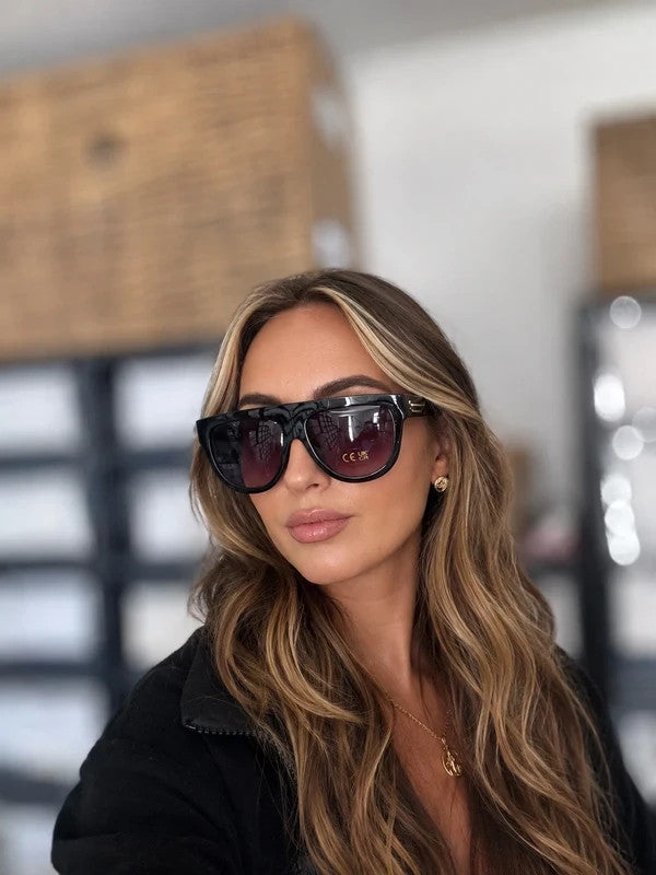 Black Colour Ladies Sunglasses Female Flat Top Vintage Sunglasses Woman UK
