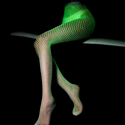 Sexy Women Luminous Fishnet Stockings High Waist Mesh Tights Glow In The Dark UK