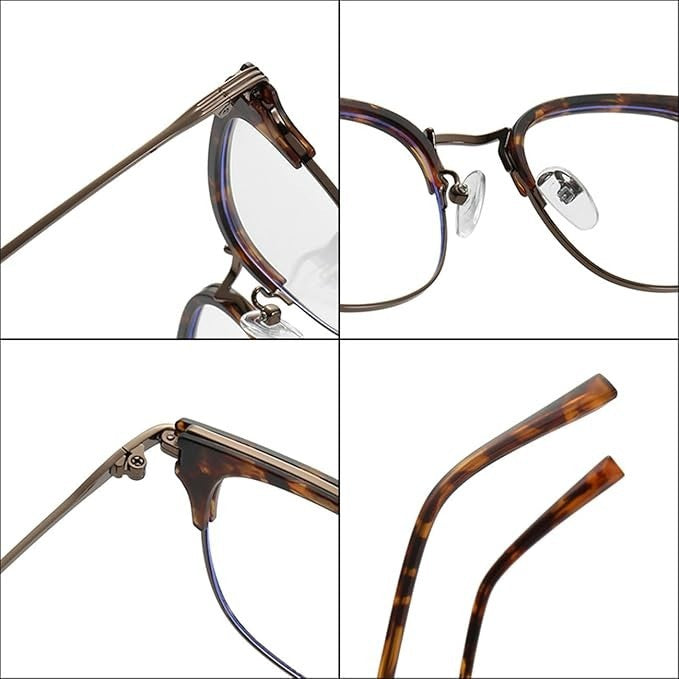Unisex Retro Metal Square Frame Glasses – Blue Light Blocking for Work & Study