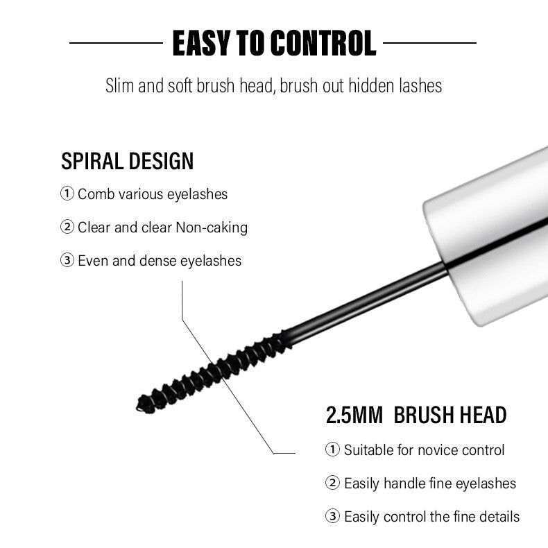 QIC Curling Fine Mini Mascara Long Lasting Skinny Micro-Cara 2.5mm Thin Brush