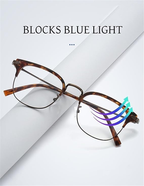 Unisex Retro Metal Square Frame Glasses – Blue Light Blocking for Work & Study