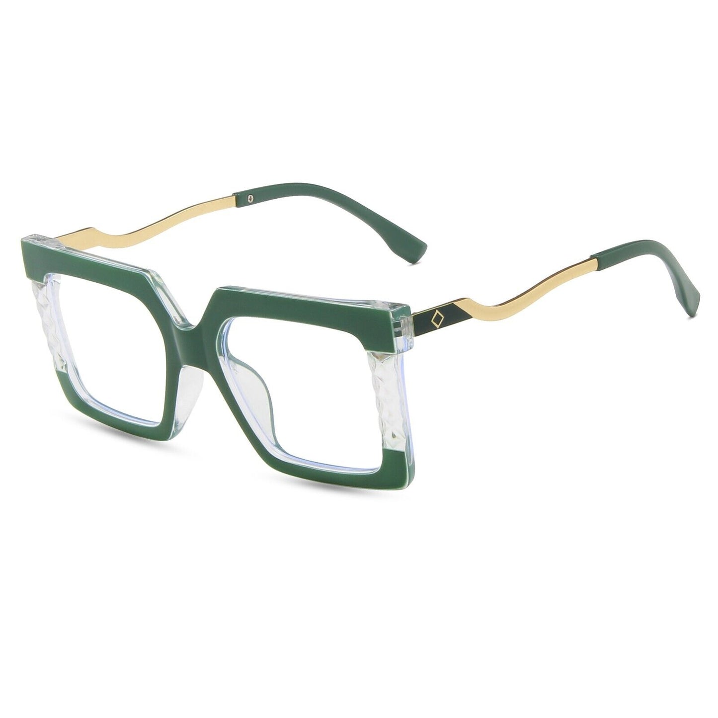 Womens Large Oversized Metal Frame Clear Lens Glasses Retro 80s Fashion