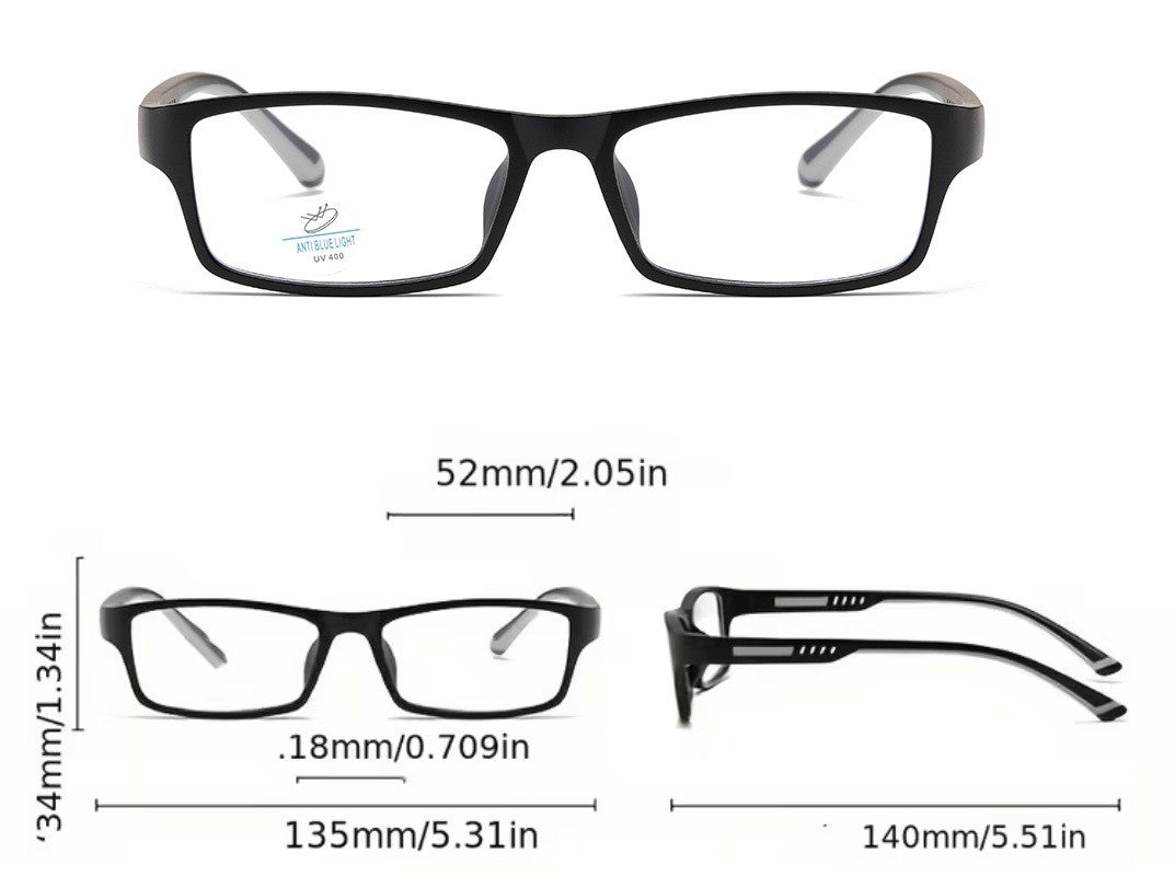 Blue Light Blocking Glasses Rectangle Black Computer Gaming Glasses TR90 Unisex