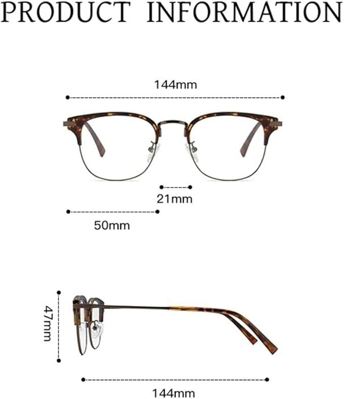 Unisex Retro Metal Square Frame Glasses – Blue Light Blocking for Work & Study